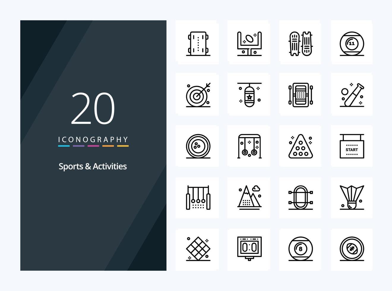 20 sport- activiteiten schets icoon voor presentatie vector