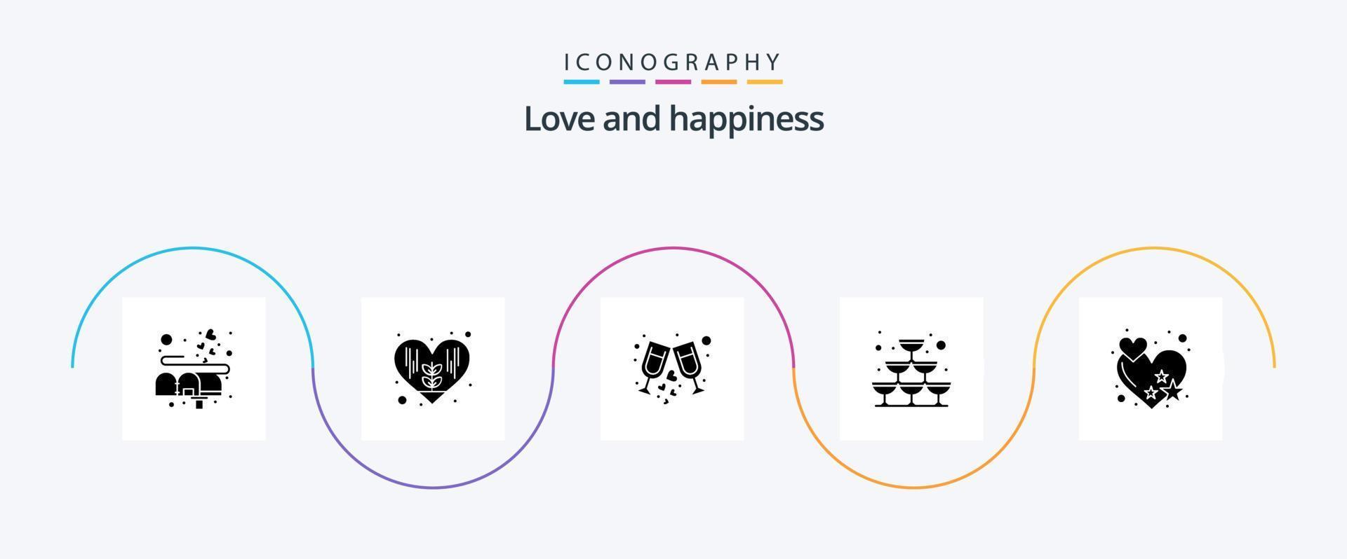 liefde glyph 5 icoon pak inclusief hart. liefde. glas. feest. sprankelend vector
