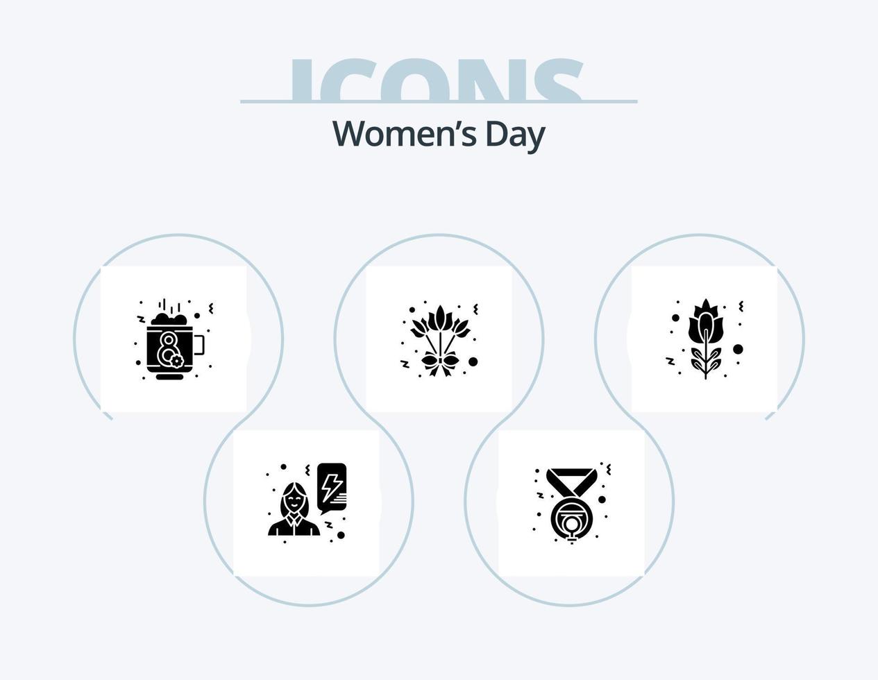 vrouwen dag glyph icoon pak 5 icoon ontwerp. rood roos. bloesem. koffie. roos. boeket vector