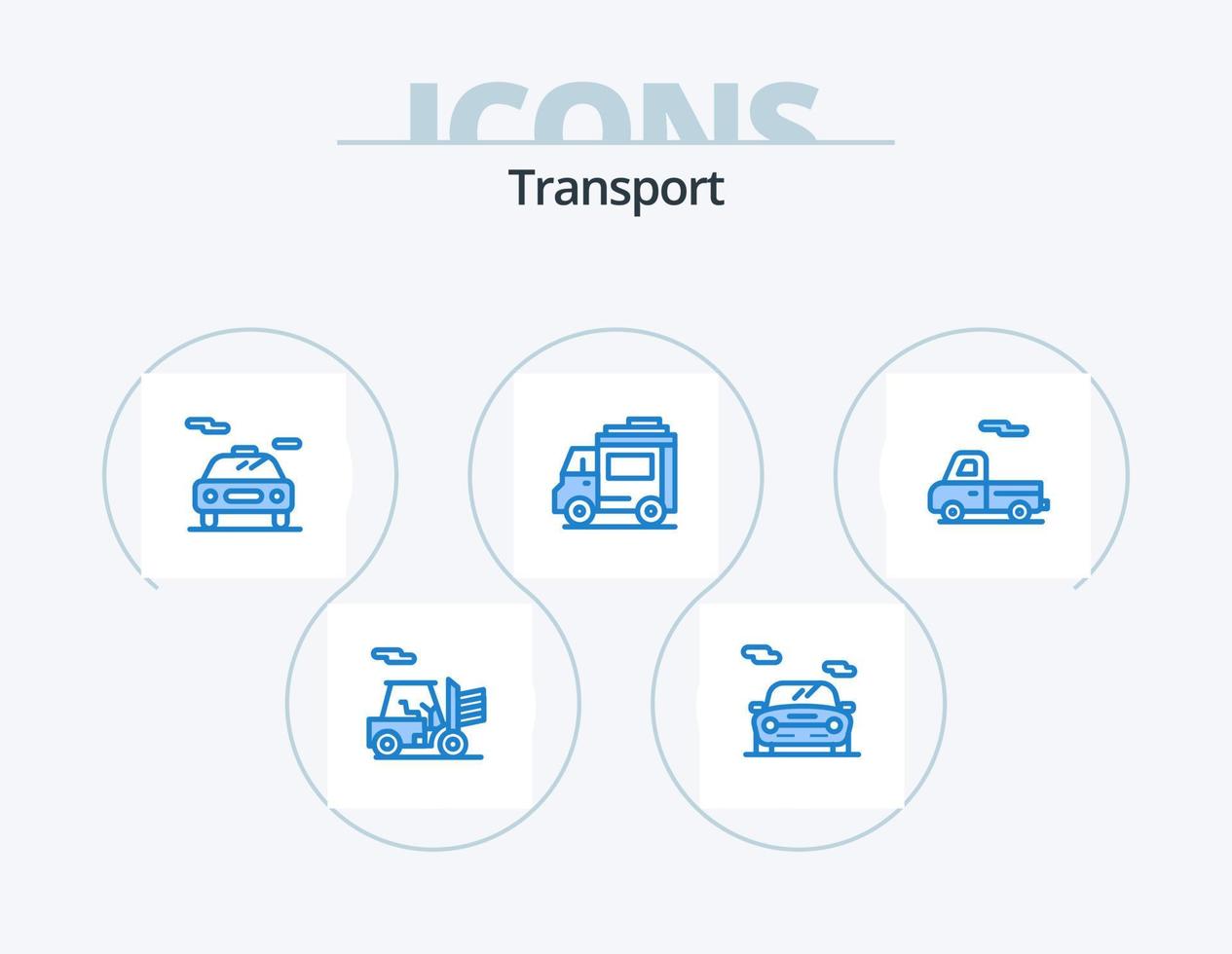 vervoer blauw icoon pak 5 icoon ontwerp. . vervoer. elektrisch. auto. mensen vector