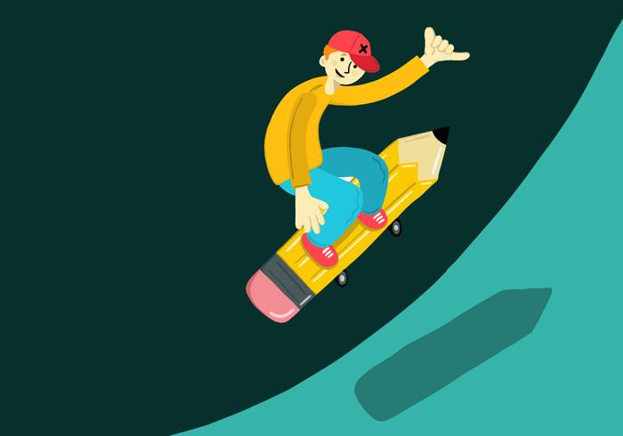 potlood skateboard kind vector