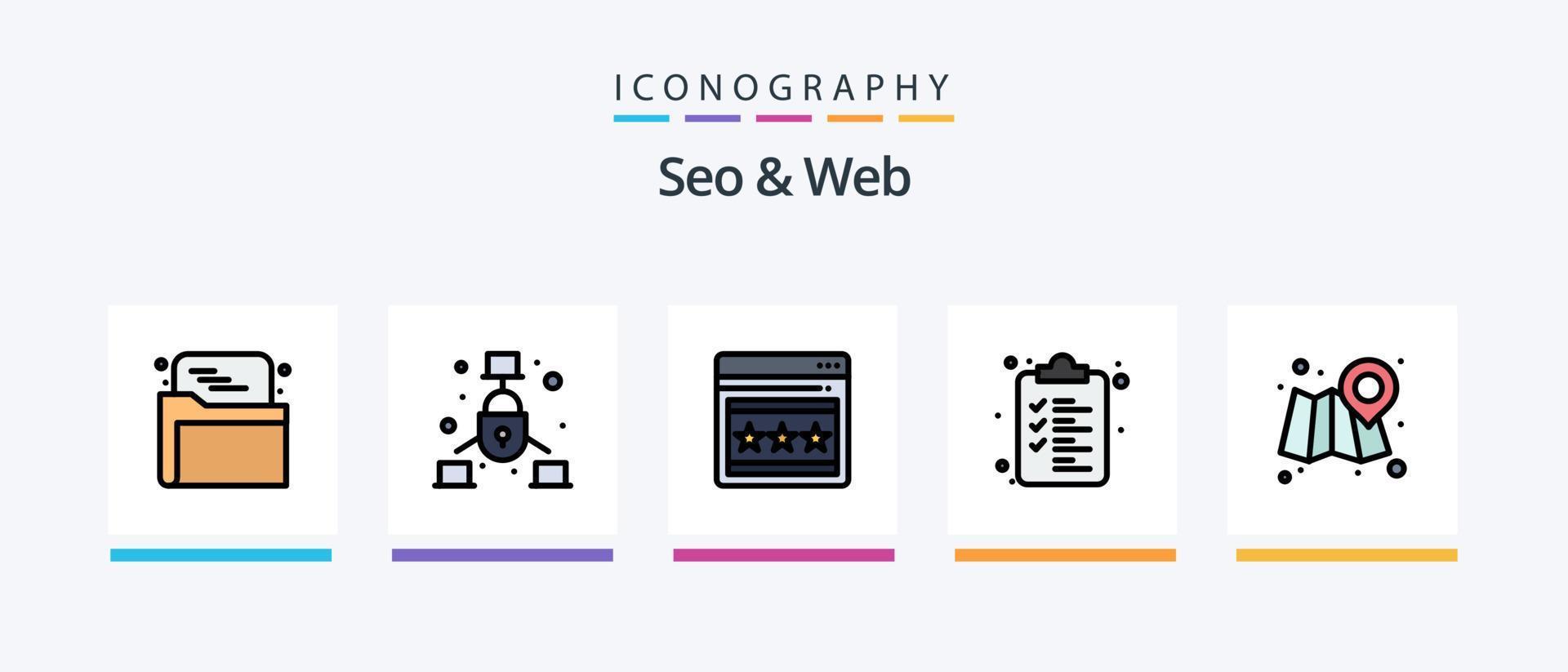 seo en web lijn gevulde 5 icoon pak inclusief tandrad. map. alert. web. wereldbol. creatief pictogrammen ontwerp vector