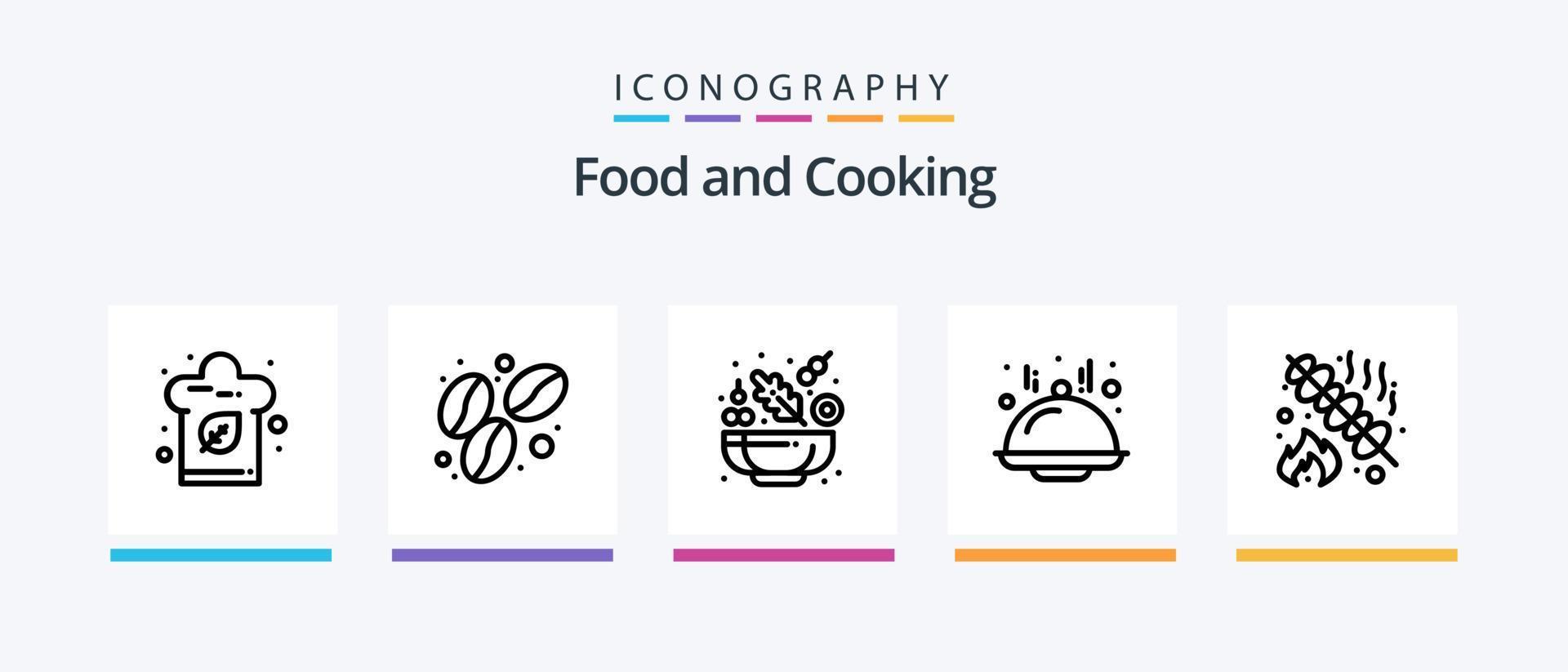voedsel lijn 5 icoon pak inclusief tussendoortje. voedsel. grillen. chips. keuken. creatief pictogrammen ontwerp vector