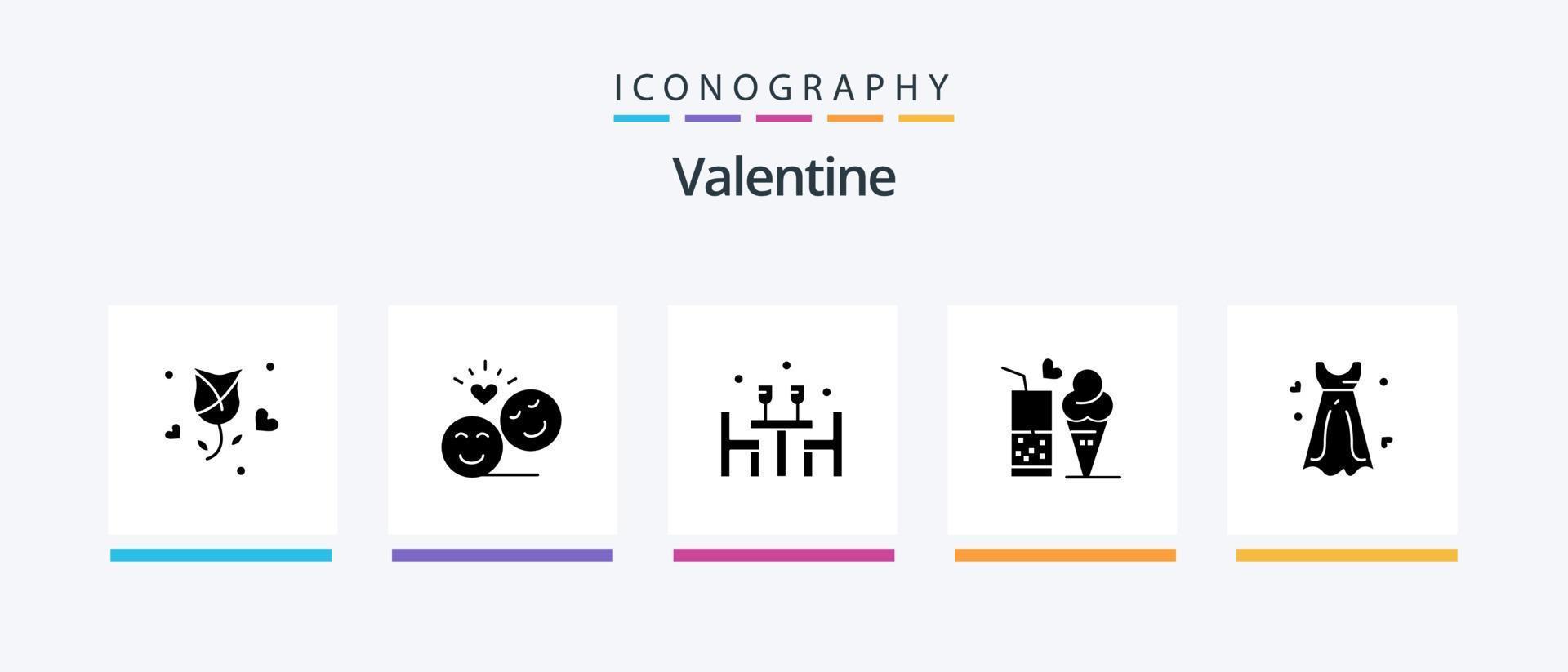 Valentijn glyph 5 icoon pak inclusief liefde. valentijnskaarten. liefde. valentijn. emoji. creatief pictogrammen ontwerp vector