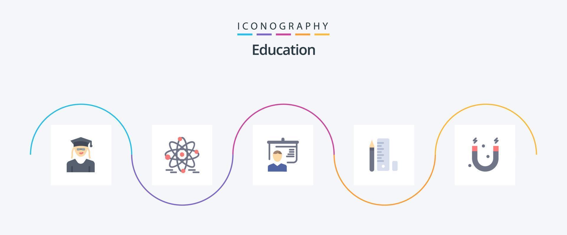 onderwijs vlak 5 icoon pak inclusief wetenschap. onderwijs. onderwijs. schaal. pen vector