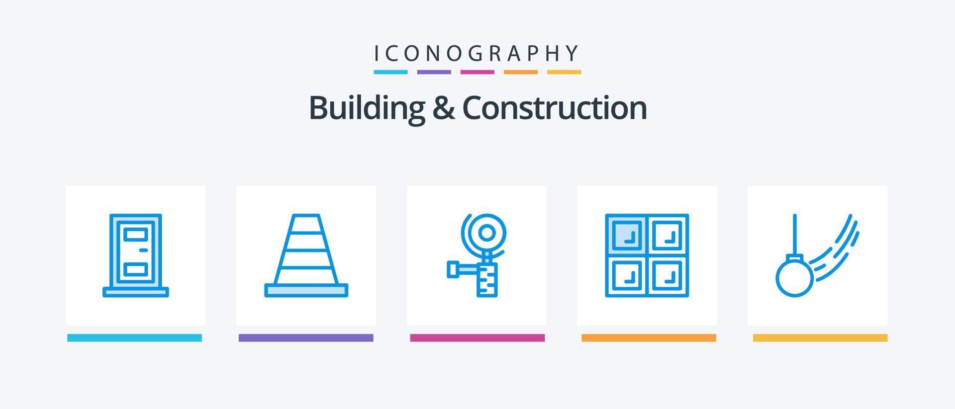 gebouw en bouw blauw 5 icoon pak inclusief . bal. slijpen. gebonden. slinger. creatief pictogrammen ontwerp vector