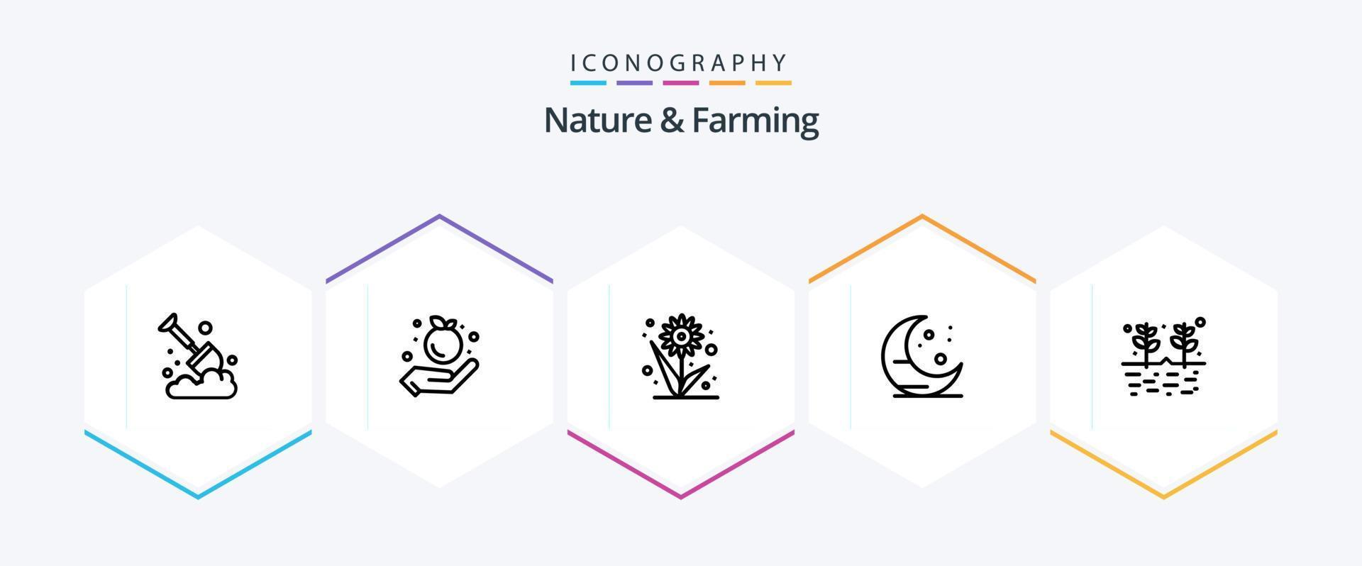 natuur en landbouw 25 lijn icoon pak inclusief granen. landbouw. bloem. landbouw. maan vector