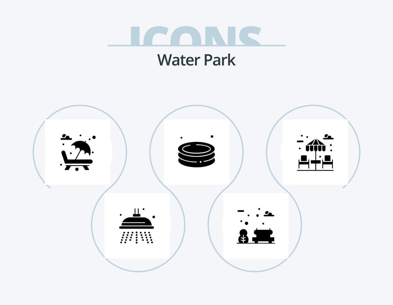 water park glyph icoon pak 5 icoon ontwerp. park. diner. park. tuin. zwemmen vector