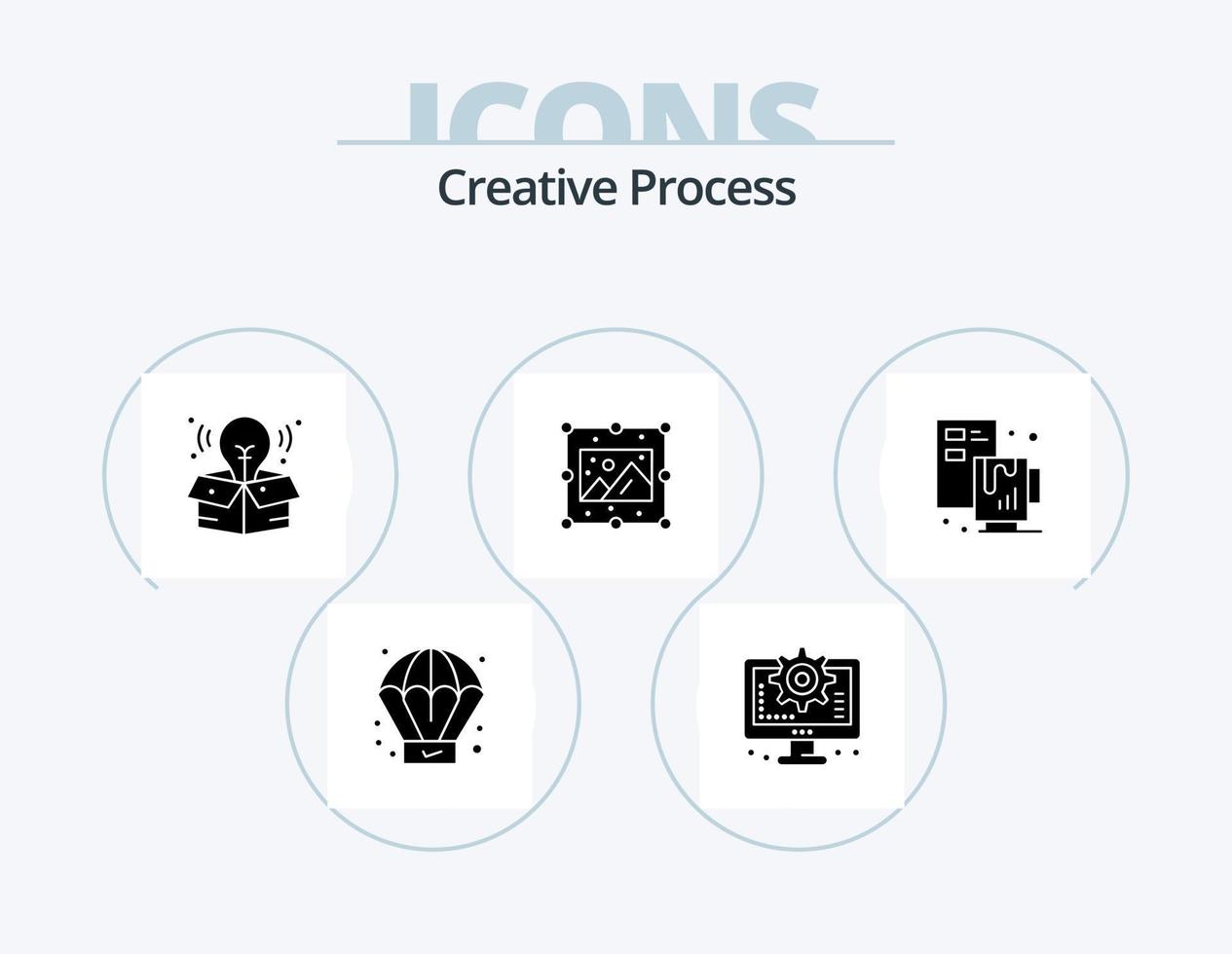 creatief werkwijze glyph icoon pak 5 icoon ontwerp. het dossier. werkwijze. werkwijze. creatief. afbeelding vector