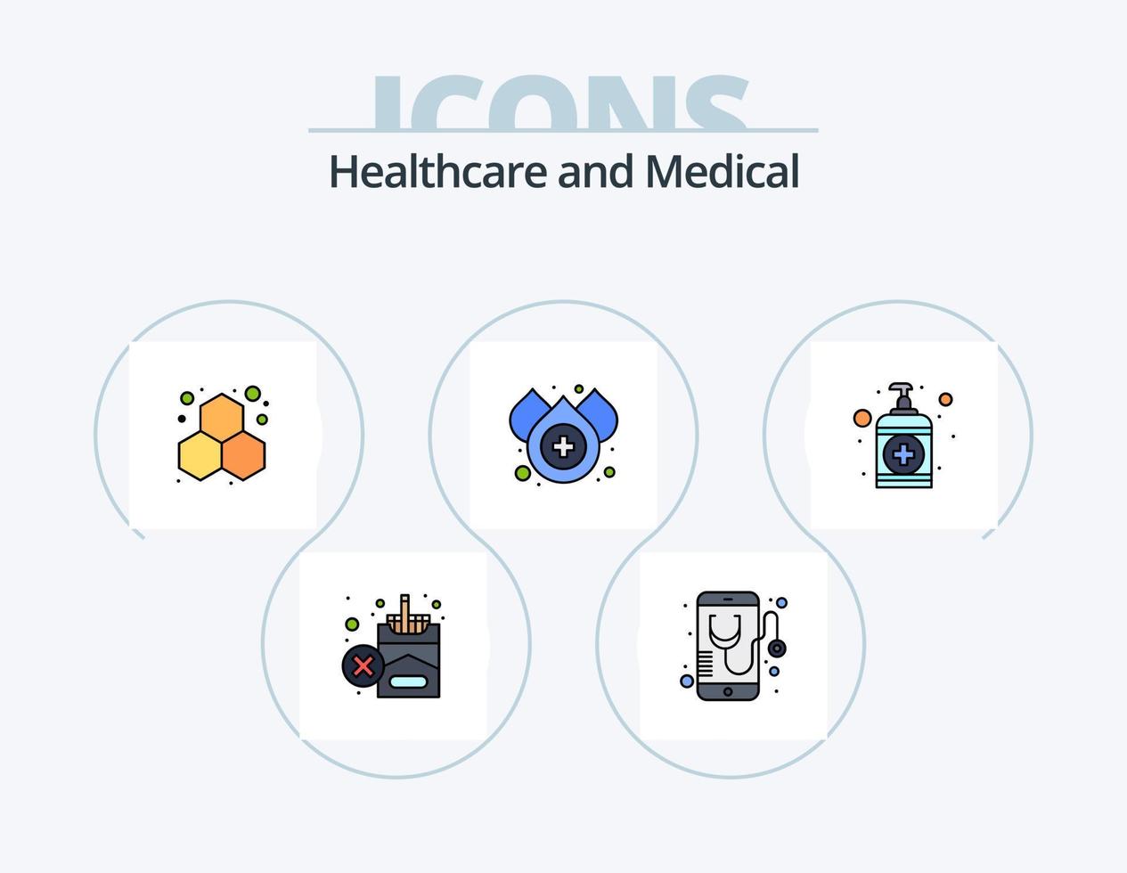 medisch lijn gevulde icoon pak 5 icoon ontwerp. mobiel. gezondheidszorg. geneesmiddelen. Gezondheid. roken vector
