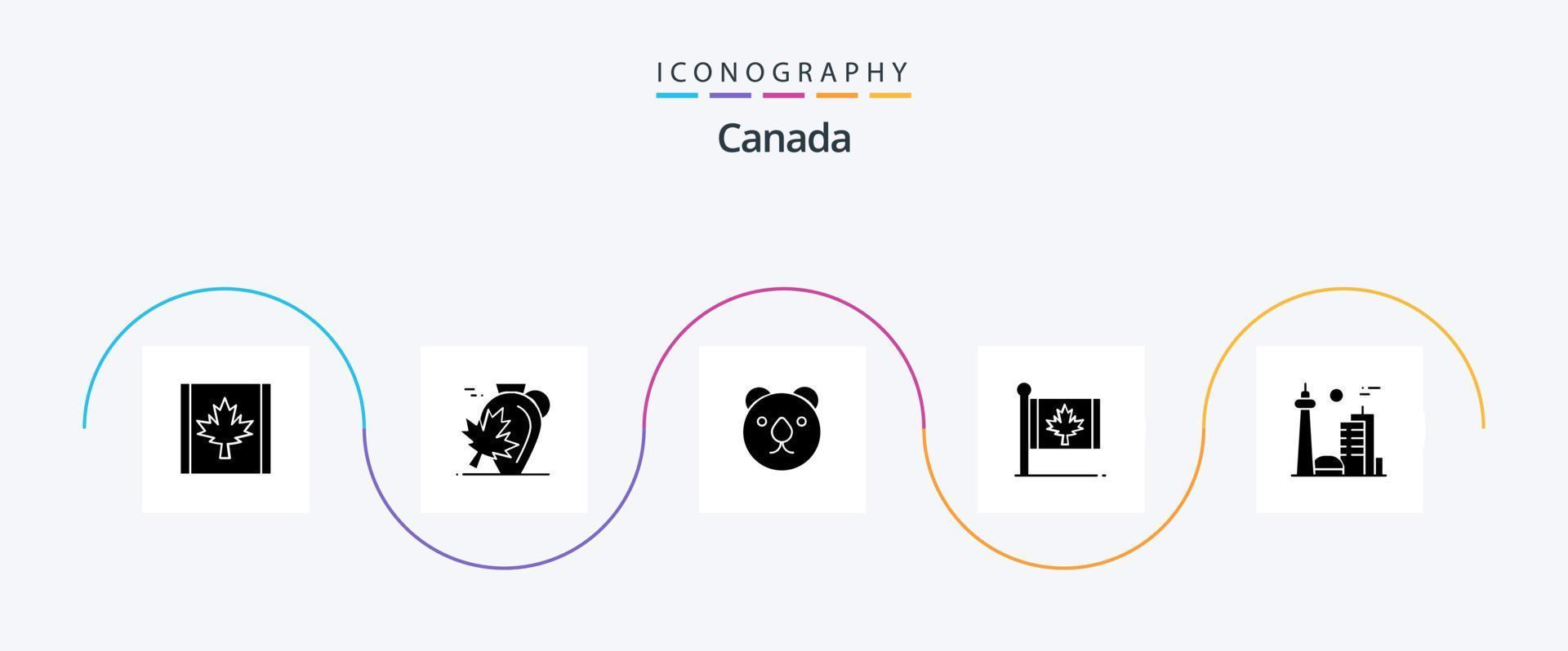 Canada glyph 5 icoon pak inclusief Canada. esdoorn. beer. blad. herfst vector