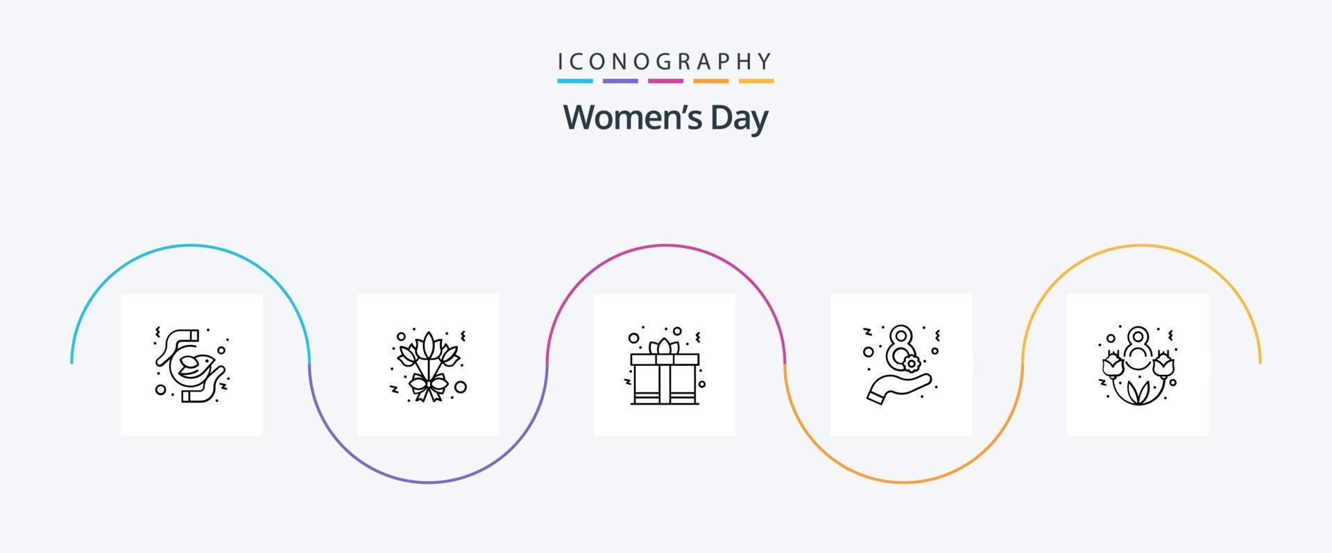 vrouwen dag lijn 5 icoon pak inclusief lief dag. acht maart. dag. Dames. dag vector