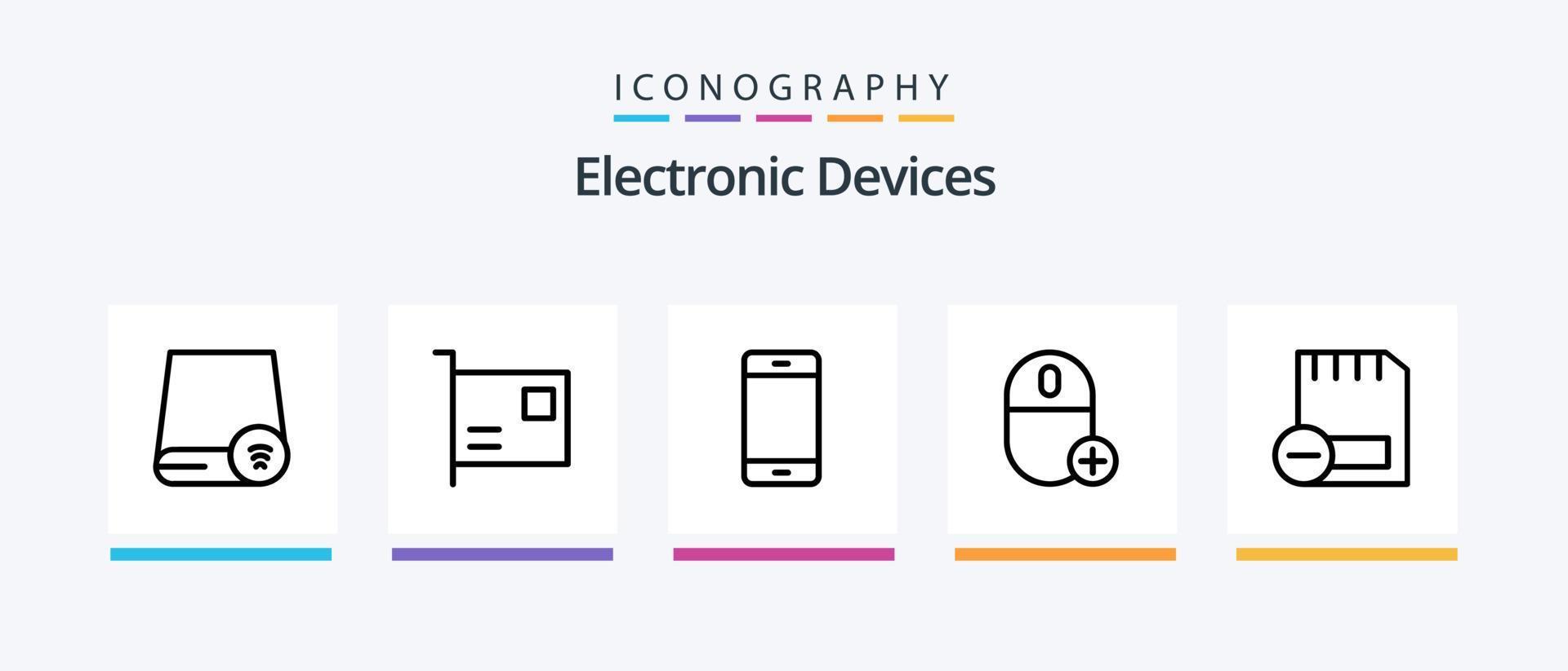 apparaten lijn 5 icoon pak inclusief verbonden. kaart. hardware. hardware. drijfveer. creatief pictogrammen ontwerp vector