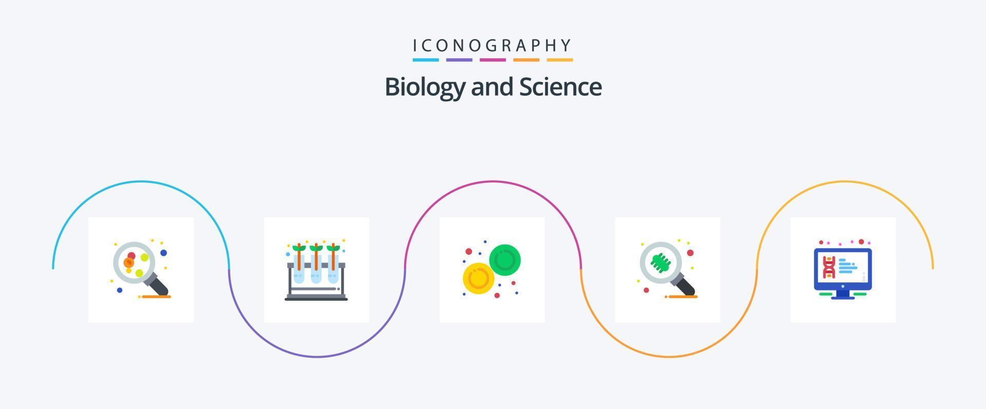 biologie vlak 5 icoon pak inclusief dna. Onderzoek. biologie. micro-organisme. bacterie vector