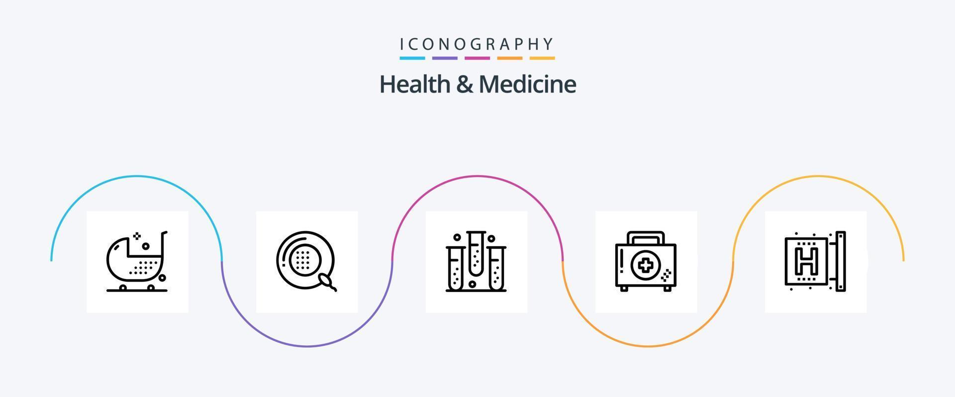 Gezondheid en geneeskunde lijn 5 icoon pak inclusief ziekte. hulp. Gezondheid. Gezondheid. geschiktheid vector