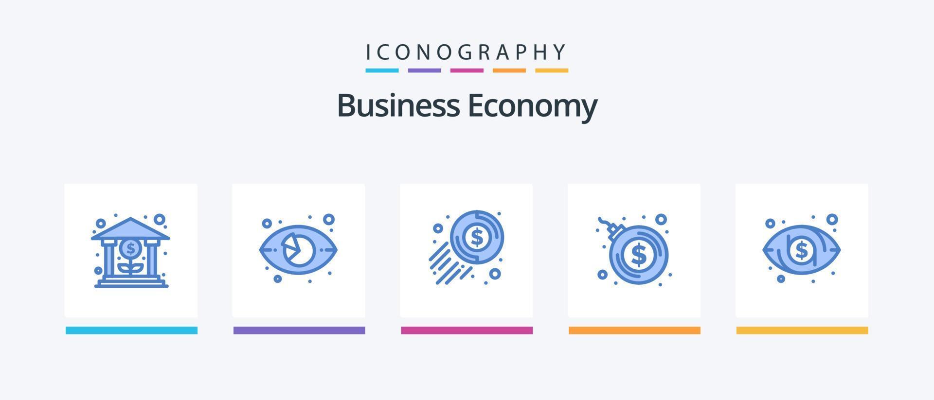 economie blauw 5 icoon pak inclusief oog. dollar. marketing. bom. munt. creatief pictogrammen ontwerp vector