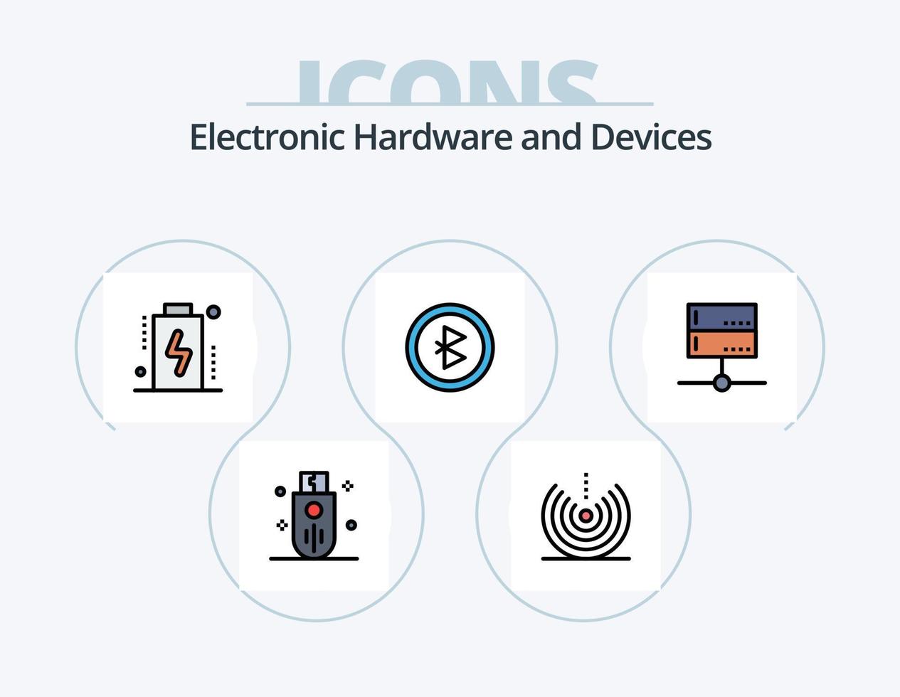apparaten lijn gevulde icoon pak 5 icoon ontwerp. elektronisch. apparaten. draaitafel. chippen. radio vector
