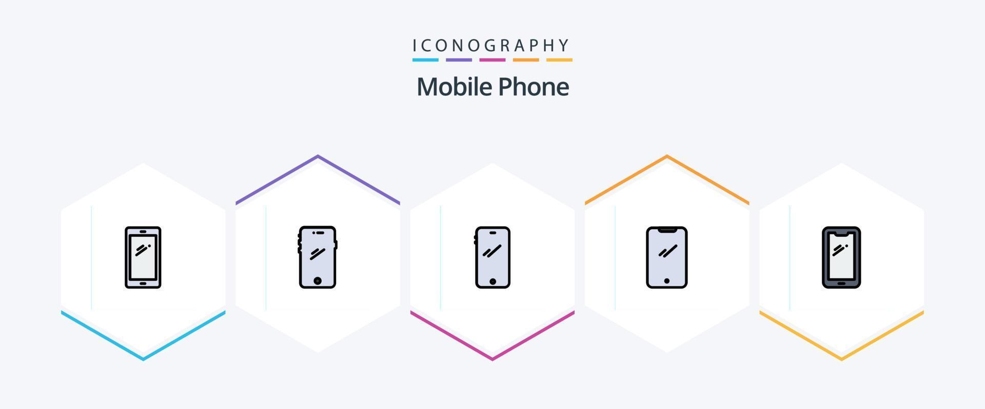 mobiel telefoon 25 gevulde lijn icoon pak inclusief . vector