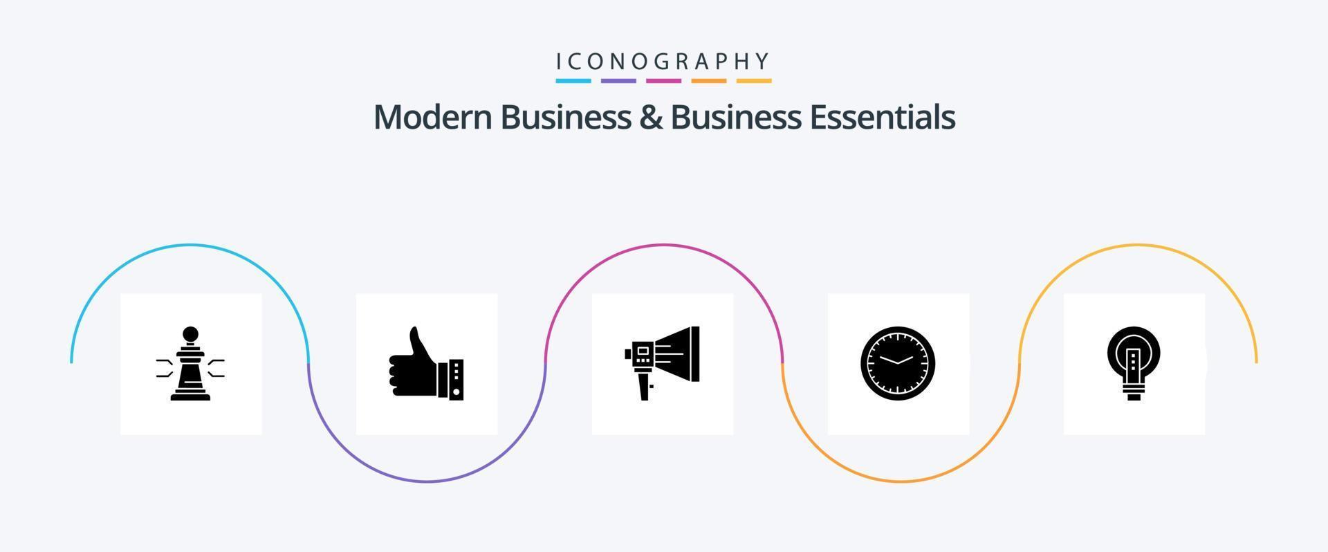 modern bedrijf en bedrijf essentials glyph 5 icoon pak inclusief marketing. digitaal. vinger. aankondigen. omhoog vector