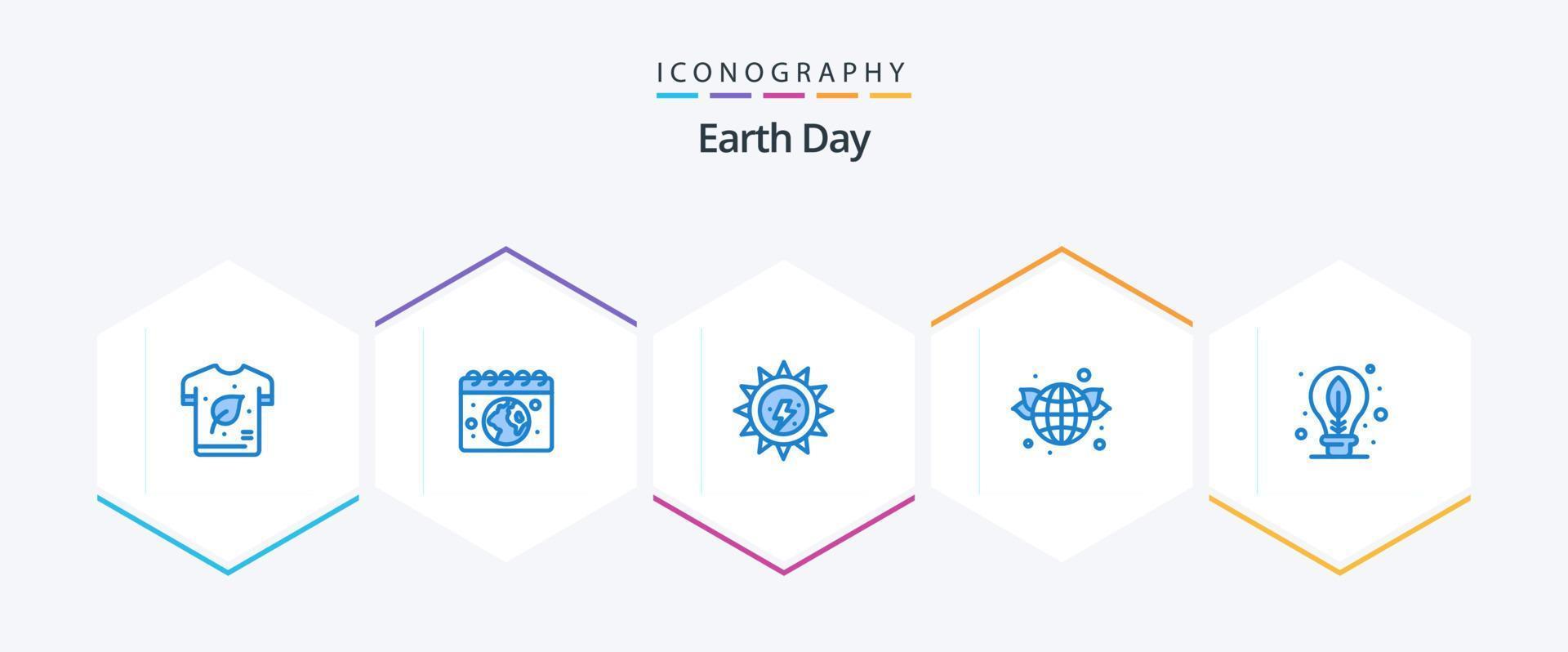 aarde dag 25 blauw icoon pak inclusief aarde. wereld. dag. wereldbol. zon vector