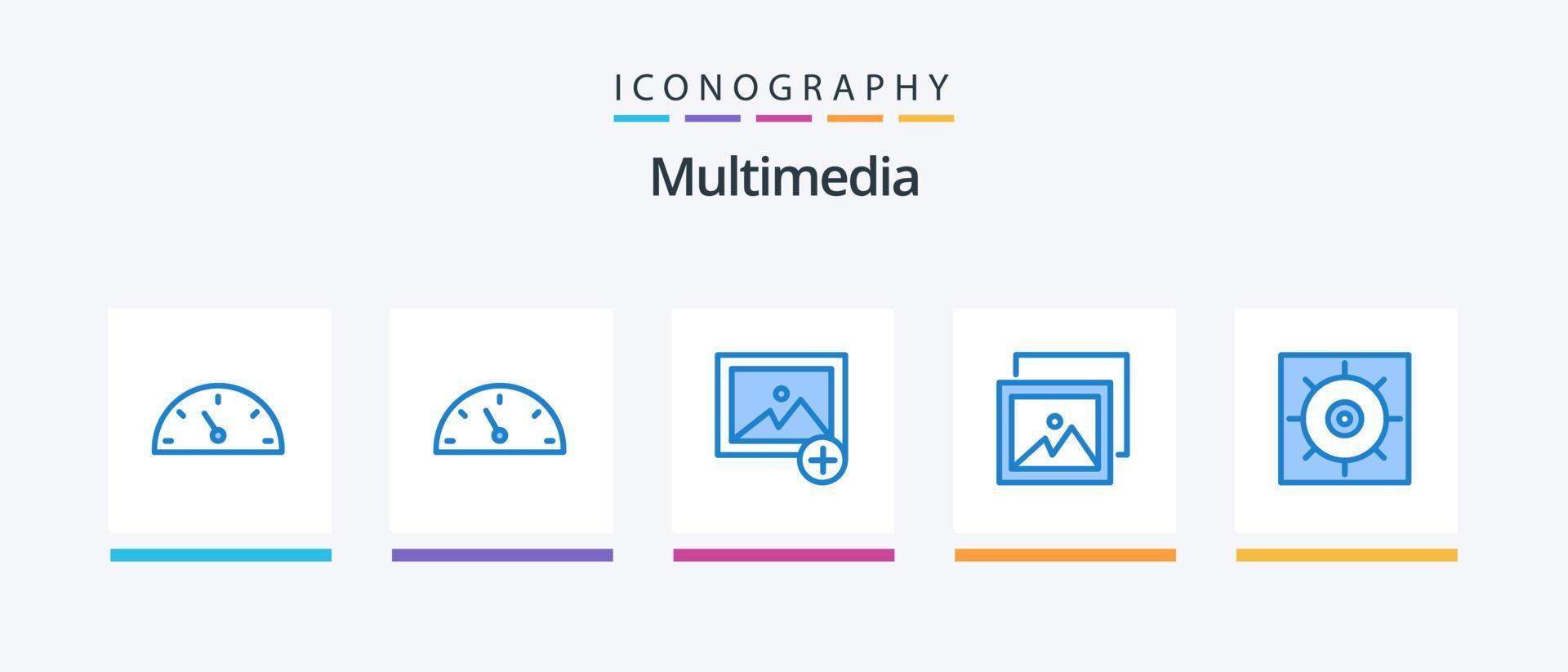 multimedia blauw 5 icoon pak inclusief . foto. . creatief pictogrammen ontwerp vector