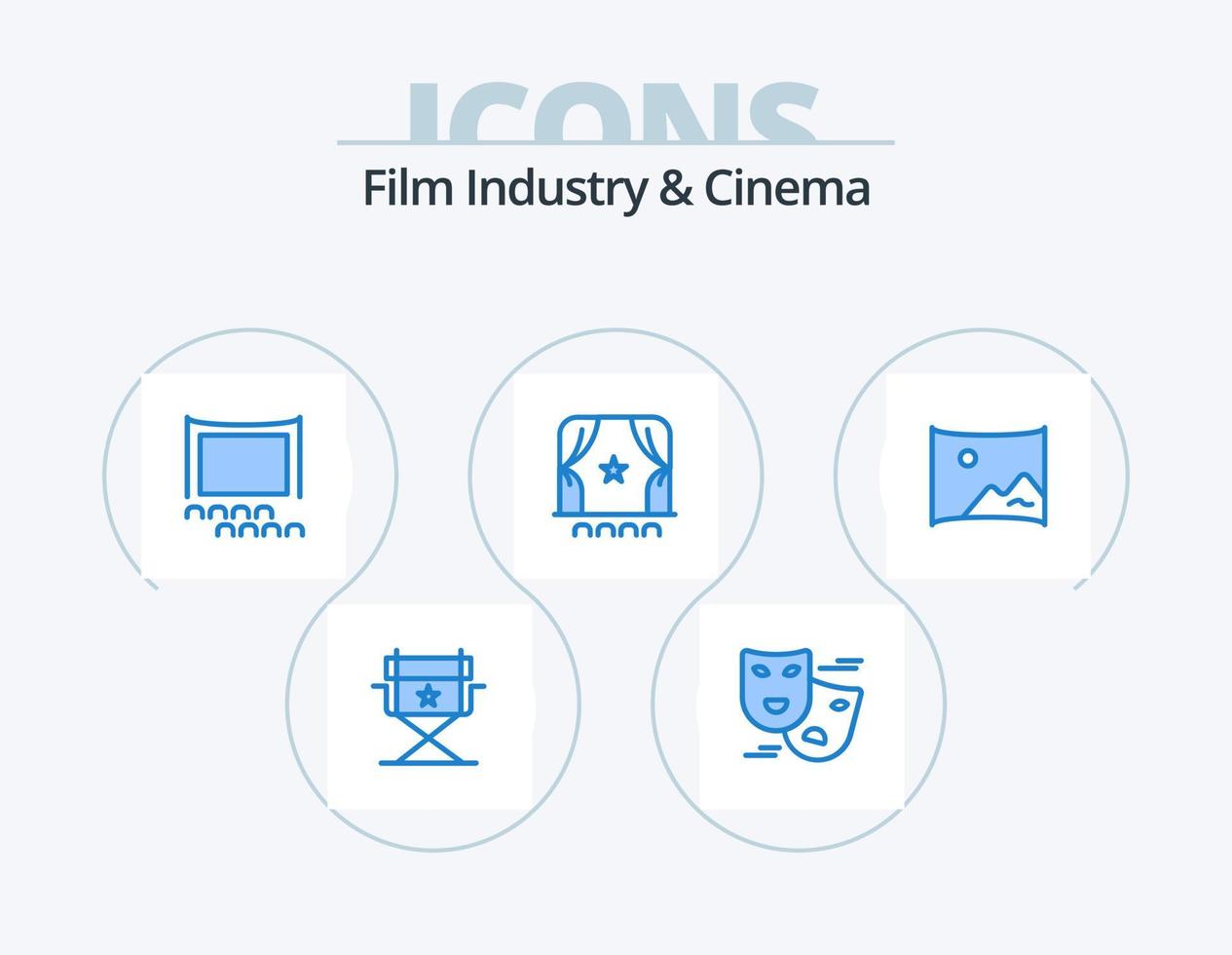 cenima blauw icoon pak 5 icoon ontwerp. . . bioscoop. panorama. amusement vector