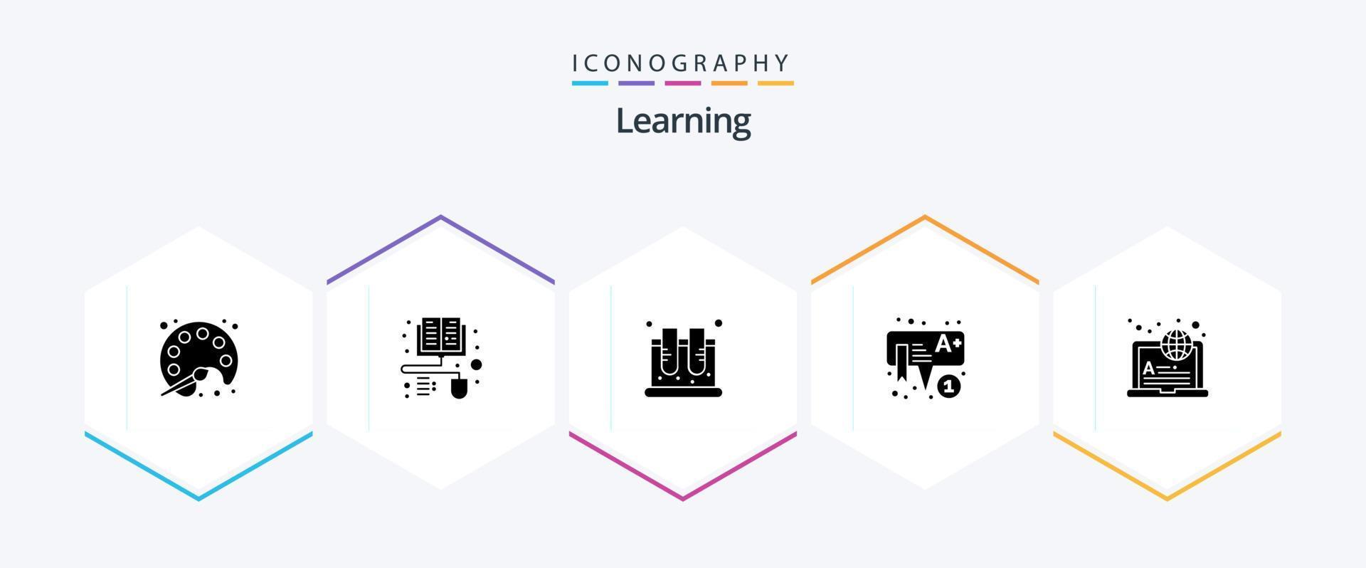 aan het leren 25 glyph icoon pak inclusief internetten. peuter. kan. aan het leren. onderwijs vector