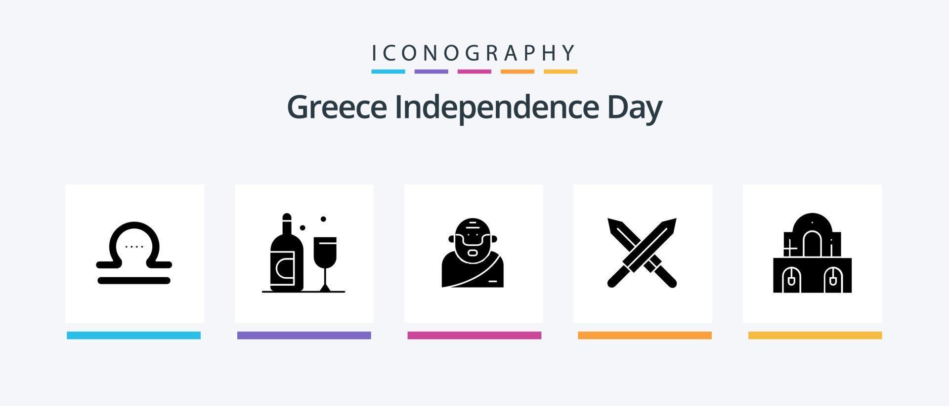 Griekenland onafhankelijkheid dag glyph 5 icoon pak inclusief Pasen. kerstmis. Grieks. gebouw. Ierland. creatief pictogrammen ontwerp vector