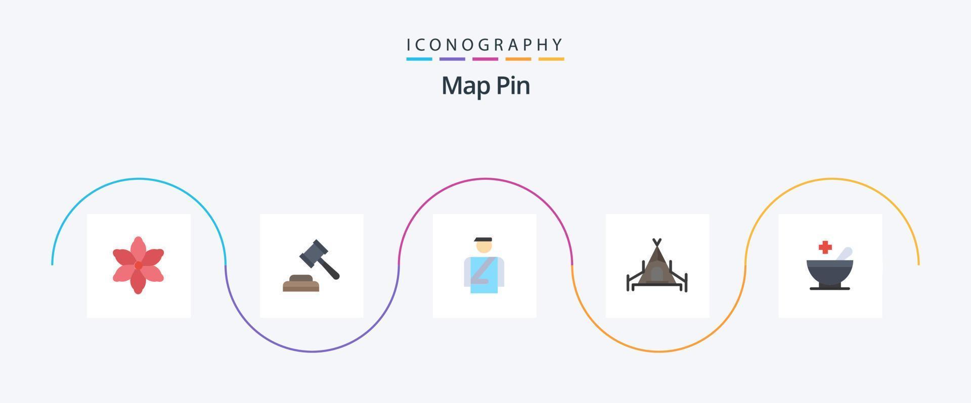 kaart pin vlak 5 icoon pak inclusief . schaal. Mens. geduldig. tent vector