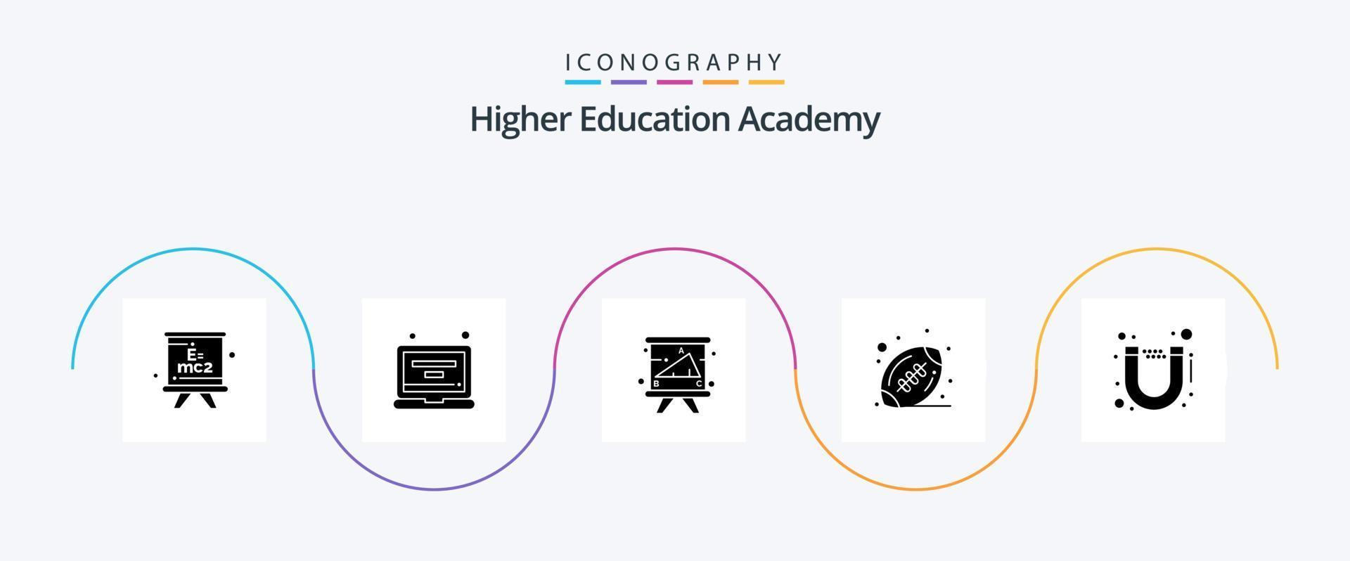 academie glyph 5 icoon pak inclusief stroomlijnen. sport. academie. bal. Universiteit vector