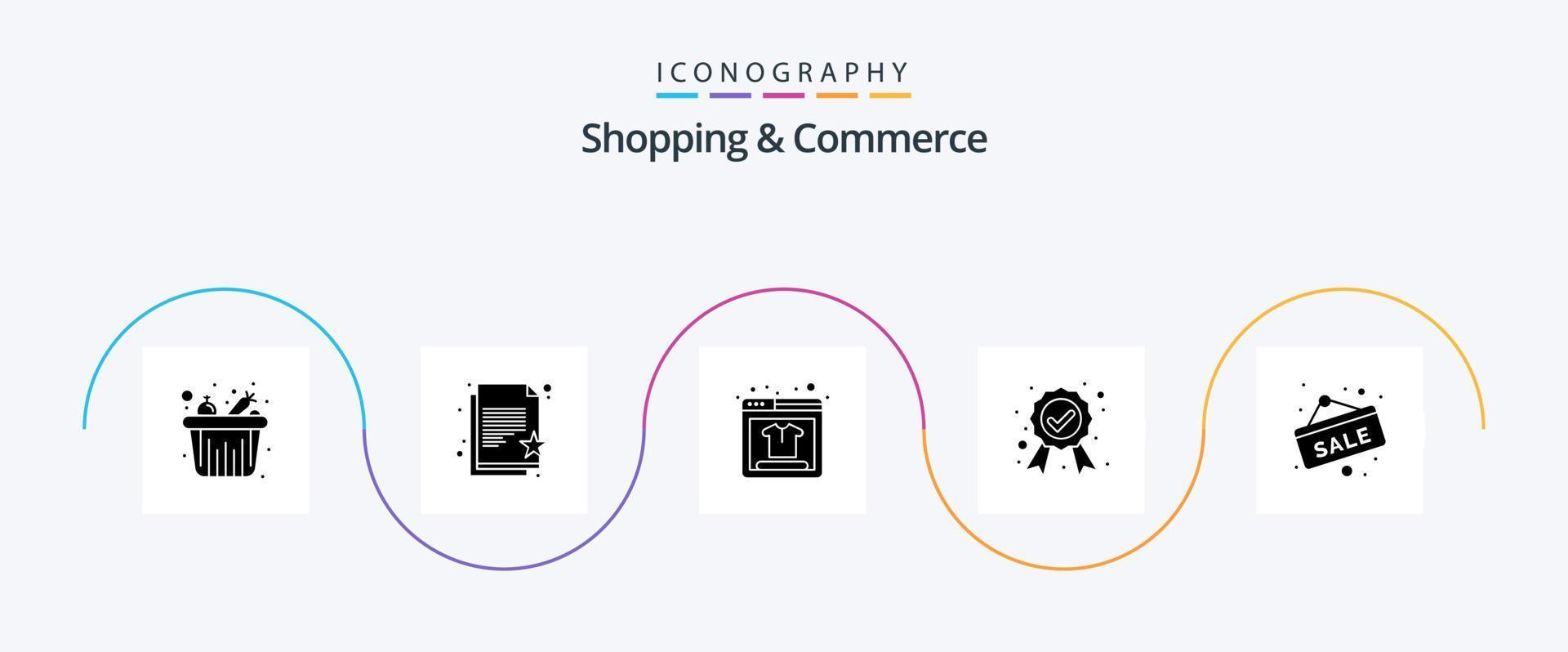 boodschappen doen en handel glyph 5 icoon pak inclusief uitverkoop label. hangende bord. online Product. kwaliteit kenteken. insigne vector