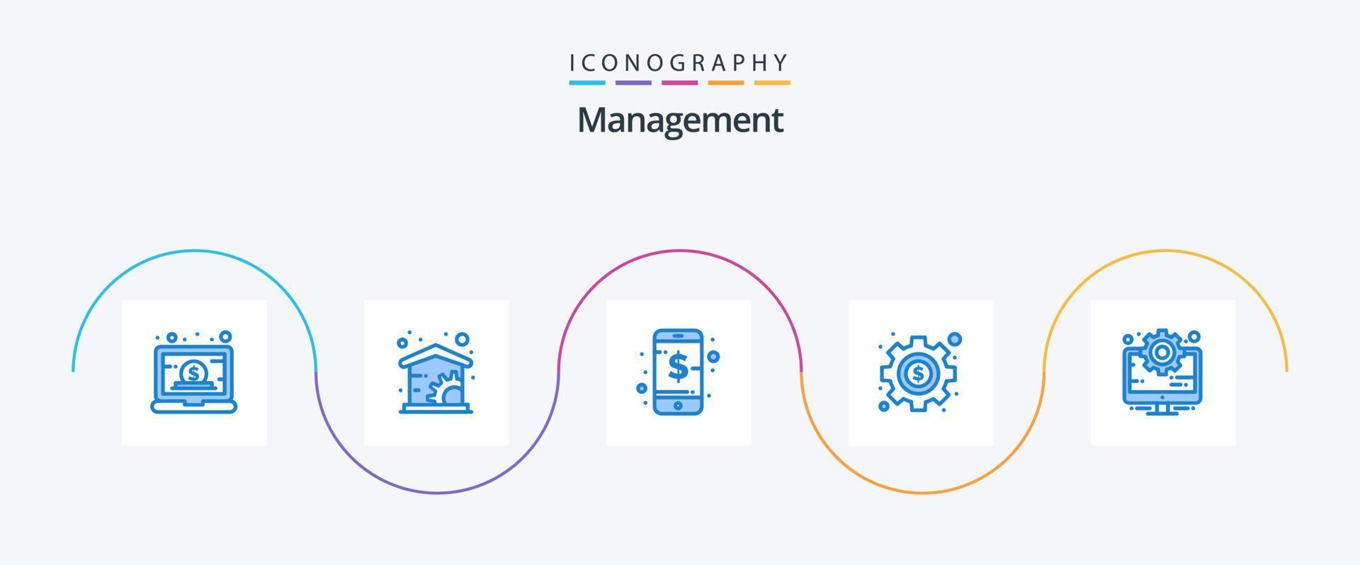 beheer blauw 5 icoon pak inclusief beheer. bedrijf. bedrijf. seo. beheer vector