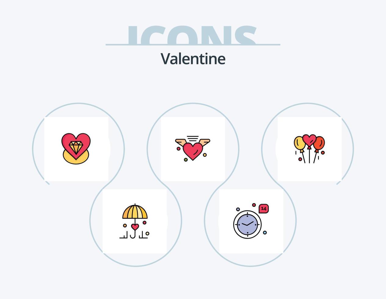 Valentijn lijn gevulde icoon pak 5 icoon ontwerp. liefde. liefde. tijd. dag. Valentijn vector