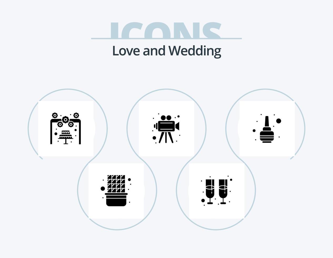 bruiloft glyph icoon pak 5 icoon ontwerp. Pools. nagel. liefde. kleur. video vector