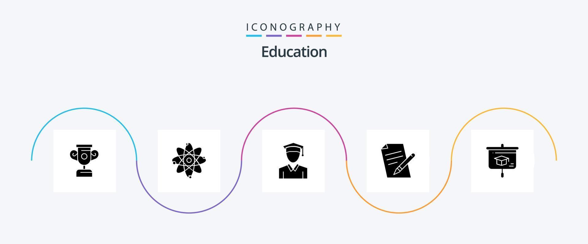 onderwijs glyph 5 icoon pak inclusief . presentatie. diploma uitreiking. onderwijs. potlood vector