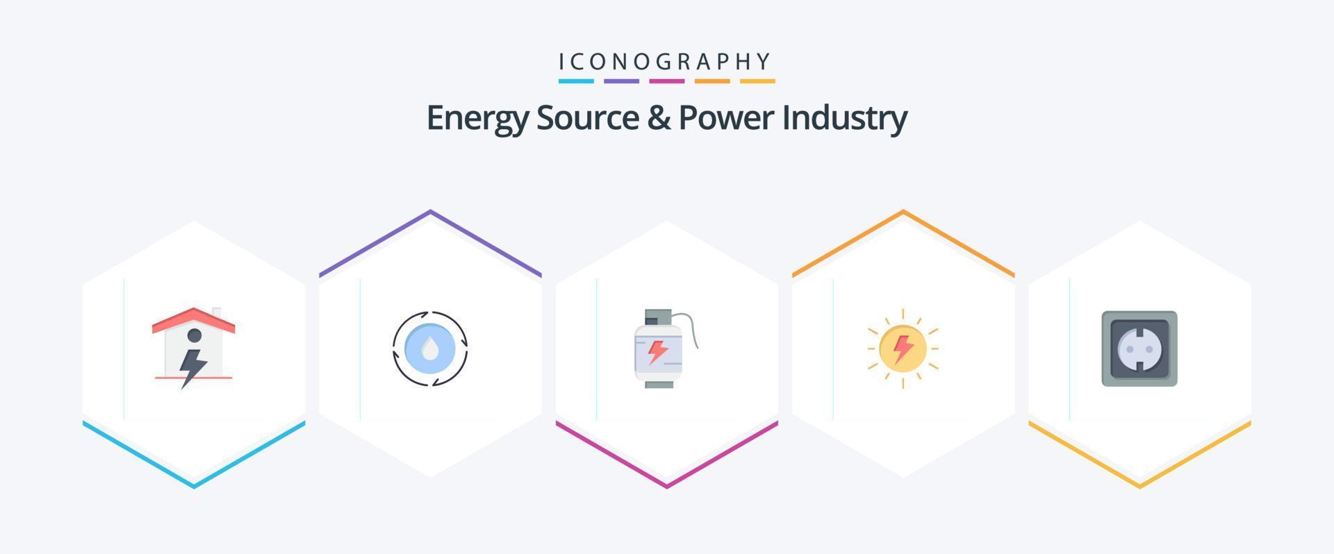 energie bron en macht industrie 25 vlak icoon pak inclusief elektrisch. zon. accumulator. zonne. energie vector