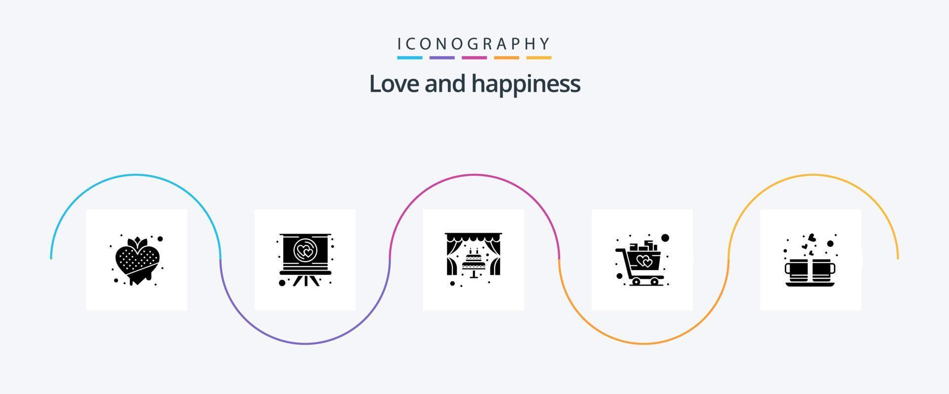 liefde glyph 5 icoon pak inclusief koffie. winkelen. romantiek. liefde. bruiloft vector