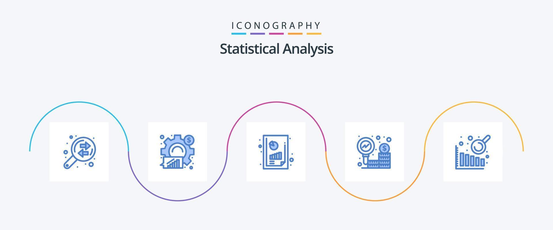 statistisch analyse blauw 5 icoon pak inclusief bedrijf intelligentie. geld. statistisch. financiën. diagram analyse vector