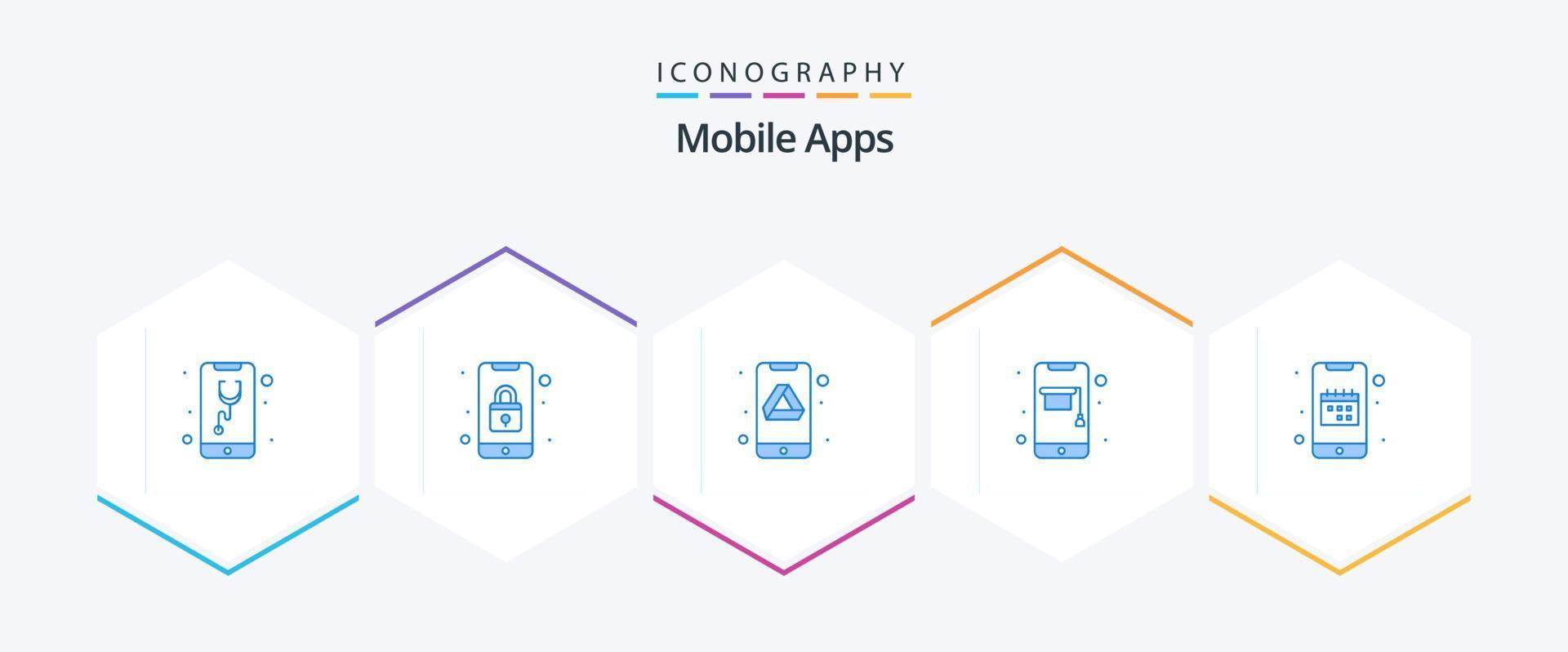 mobiel apps 25 blauw icoon pak inclusief telefoon. aan het leren. mobiel. onderwijs. opslagruimte vector