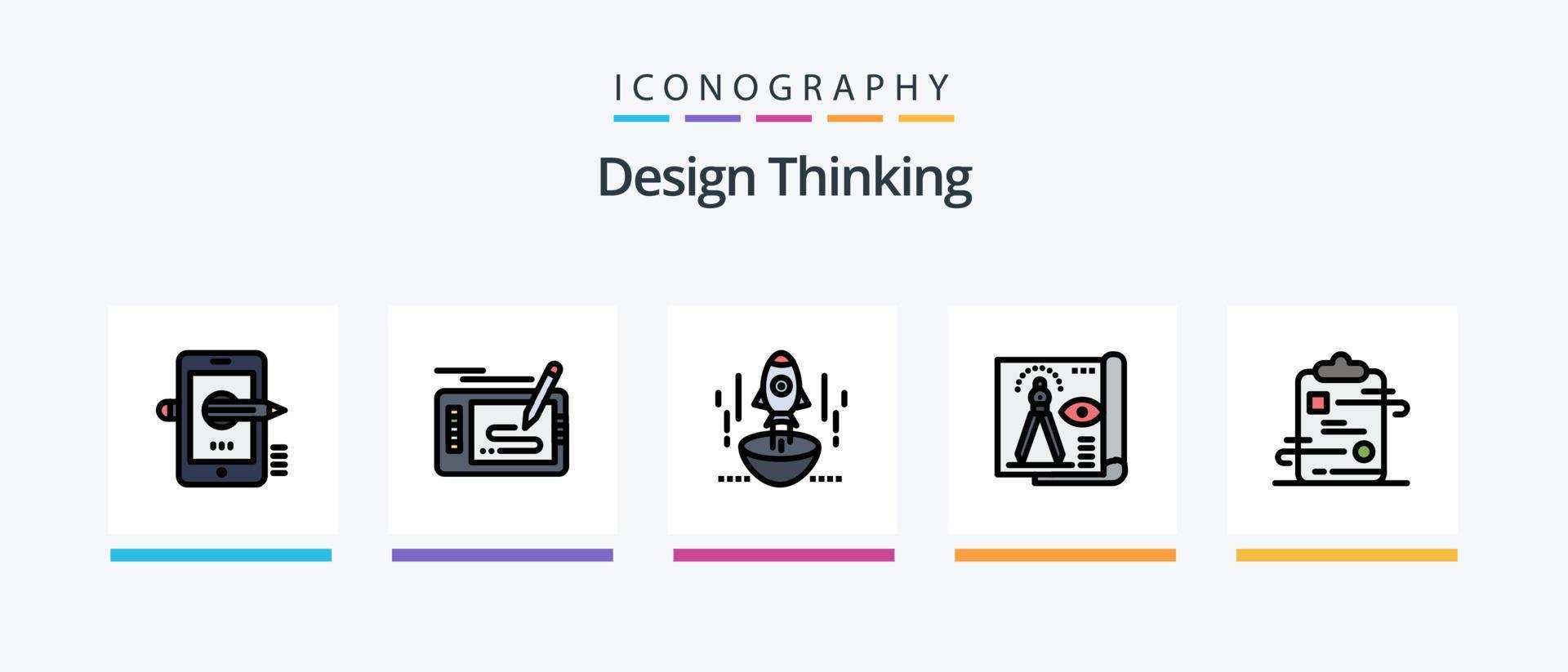 ontwerp denken lijn gevulde 5 icoon pak inclusief bout. energie. tekenen. document. ontwerp. creatief pictogrammen ontwerp vector