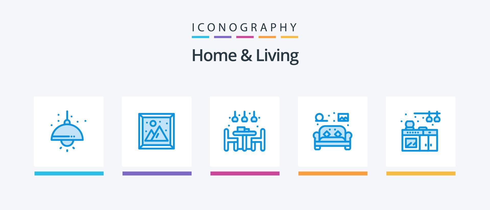 huis en leven blauw 5 icoon pak inclusief huis. leven. huis. huis. stoel. creatief pictogrammen ontwerp vector