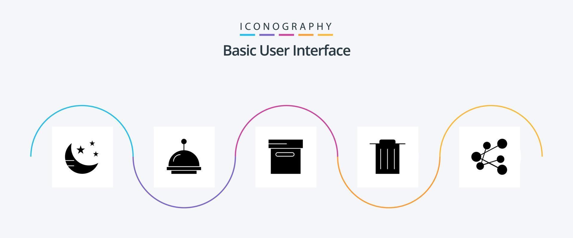 eenvoudig glyph 5 icoon pak inclusief . doos. deel. exporteren vector