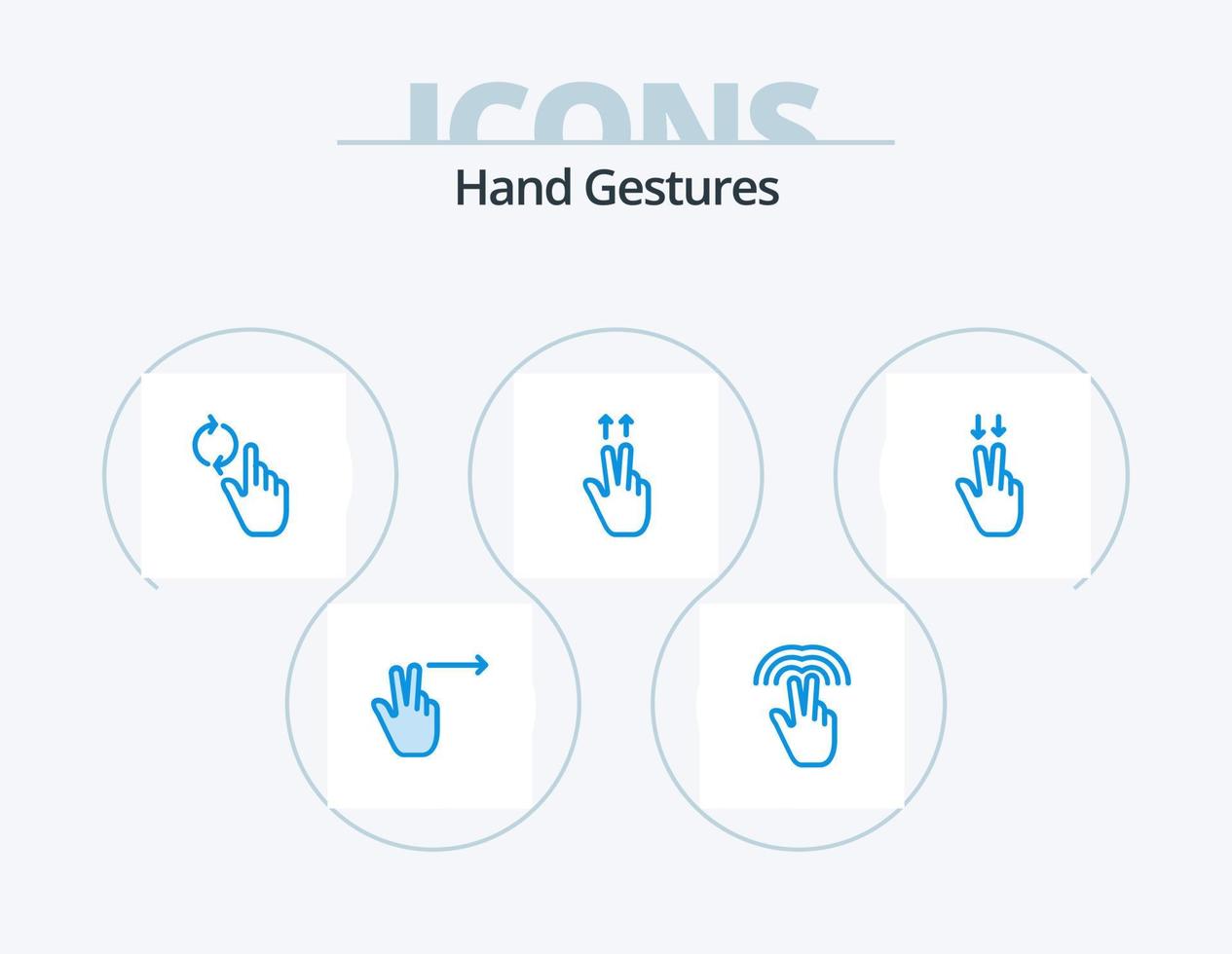 hand- gebaren blauw icoon pak 5 icoon ontwerp. omlaag. gebaar. hand. vingers. gebaar vector