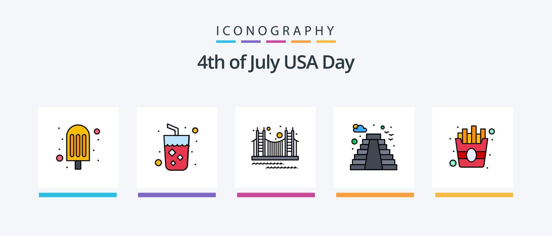 Verenigde Staten van Amerika lijn gevulde 5 icoon pak inclusief Frisdrank. cola. kinderen. fles. sap. creatief pictogrammen ontwerp vector