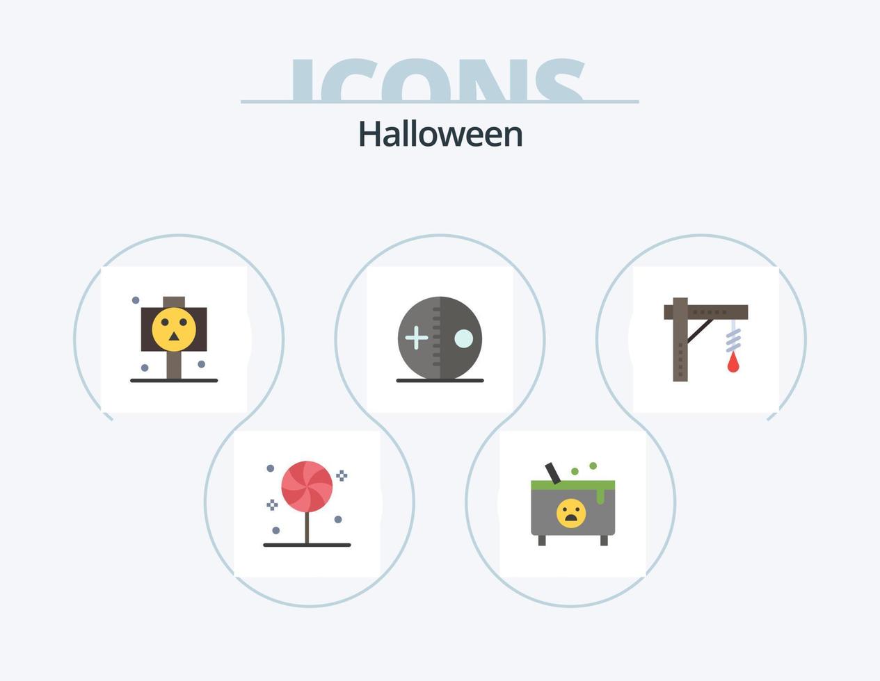 halloween vlak icoon pak 5 icoon ontwerp. voodoo. halloween. vergif. pop. schedel vector