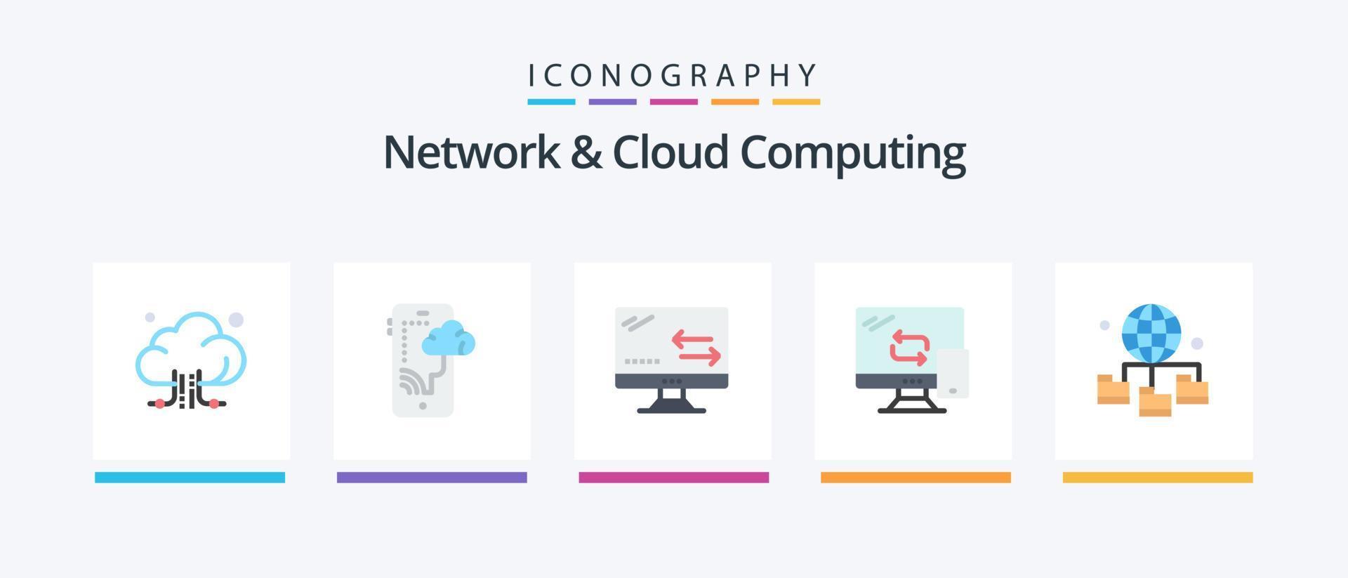 netwerk en wolk berekenen vlak 5 icoon pak inclusief verbinding. overdracht. wolk. netwerken. computergebruik. creatief pictogrammen ontwerp vector