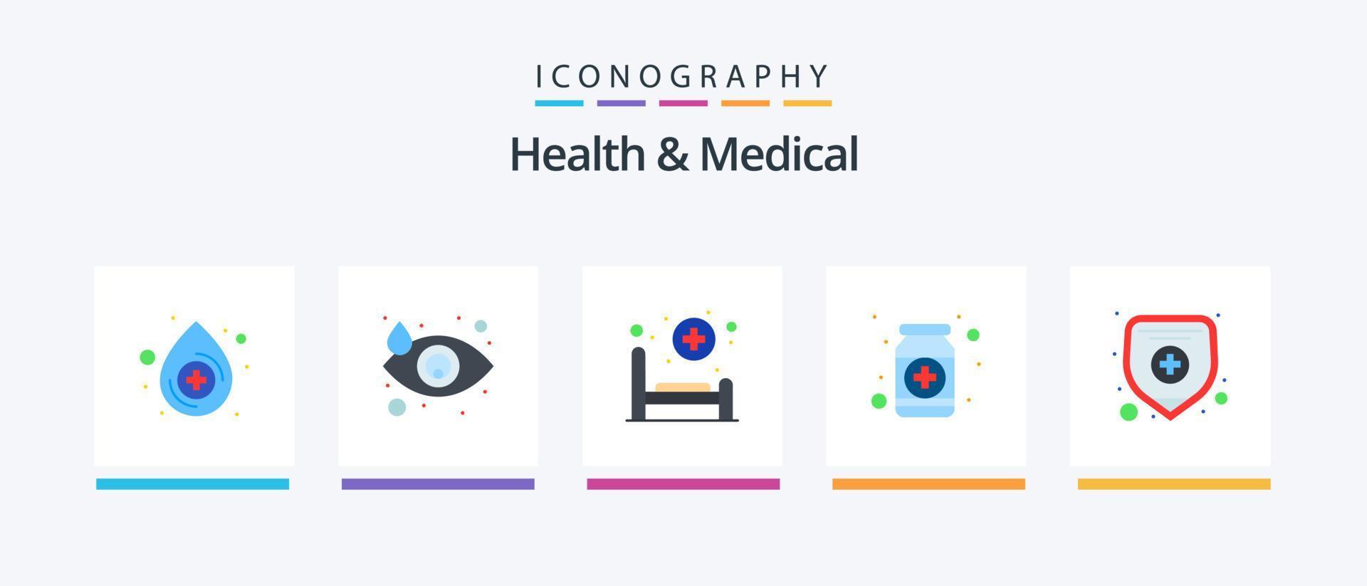 Gezondheid en medisch vlak 5 icoon pak inclusief medisch verzekering. geneesmiddel. ziekenhuis. Gezondheid. geschiktheid. creatief pictogrammen ontwerp vector