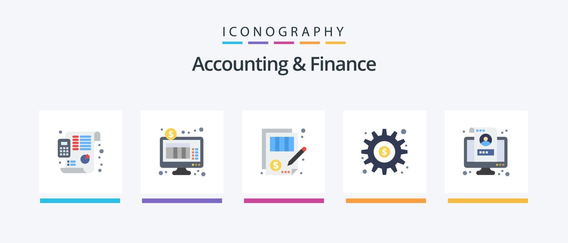 accounting en financiën vlak 5 icoon pak inclusief opties. genereren. nauwkeurigheid. versnelling. geld. creatief pictogrammen ontwerp vector