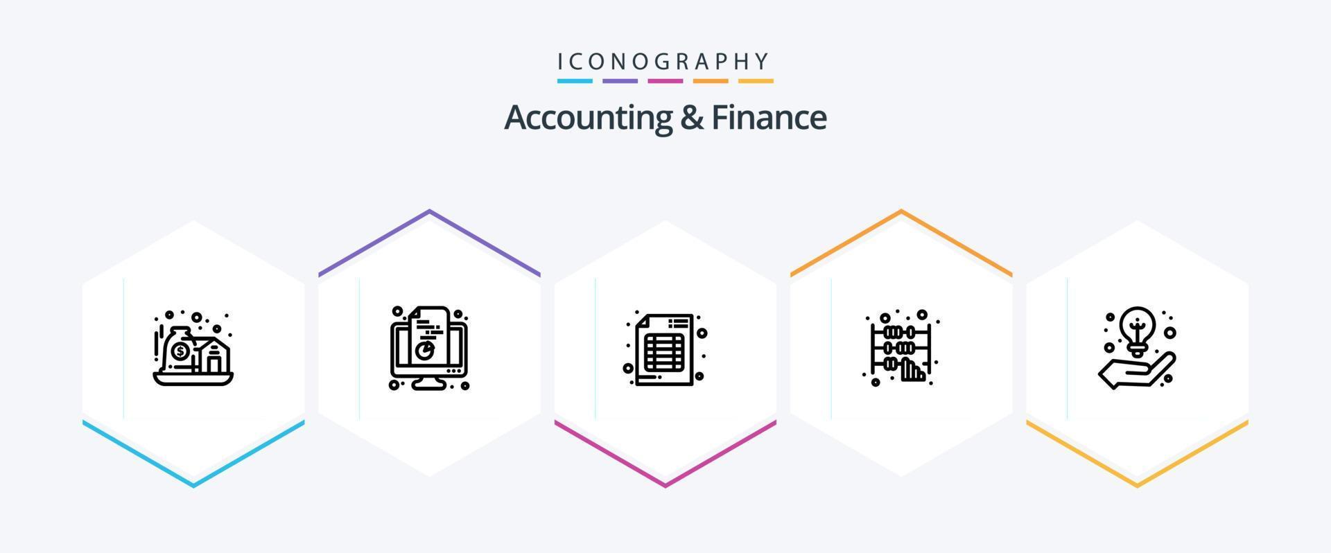 accounting en financiën 25 lijn icoon pak inclusief bedrijf. rekenmachine. document. bedrijf. bedrijf vector