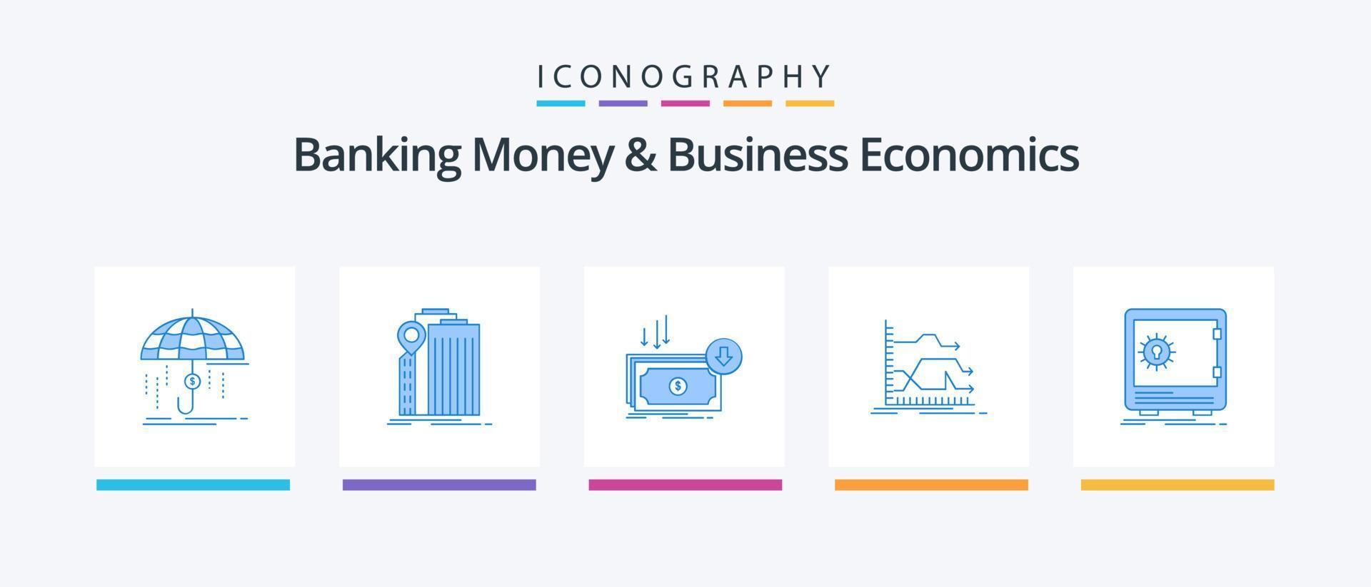 bank geld en bedrijf economie blauw 5 icoon pak inclusief naar voren. geld. federaal. financiën. snee. creatief pictogrammen ontwerp vector